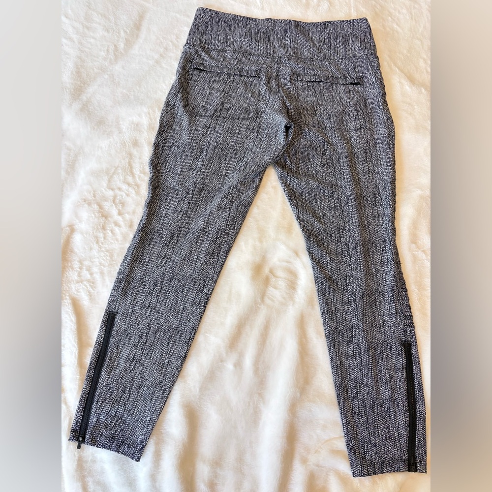 Athleta Delancey Moto Tights Large High Rise Herringbone Zip Ankle Leggings L
